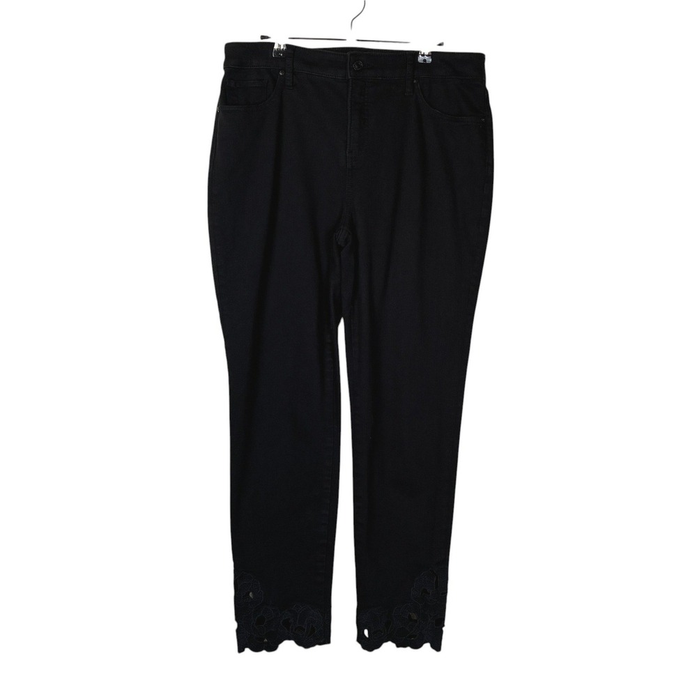Chico's Womens So Slimming Girlfriend Slim‎ Leg Ankle Pant Size 10 Embroidered